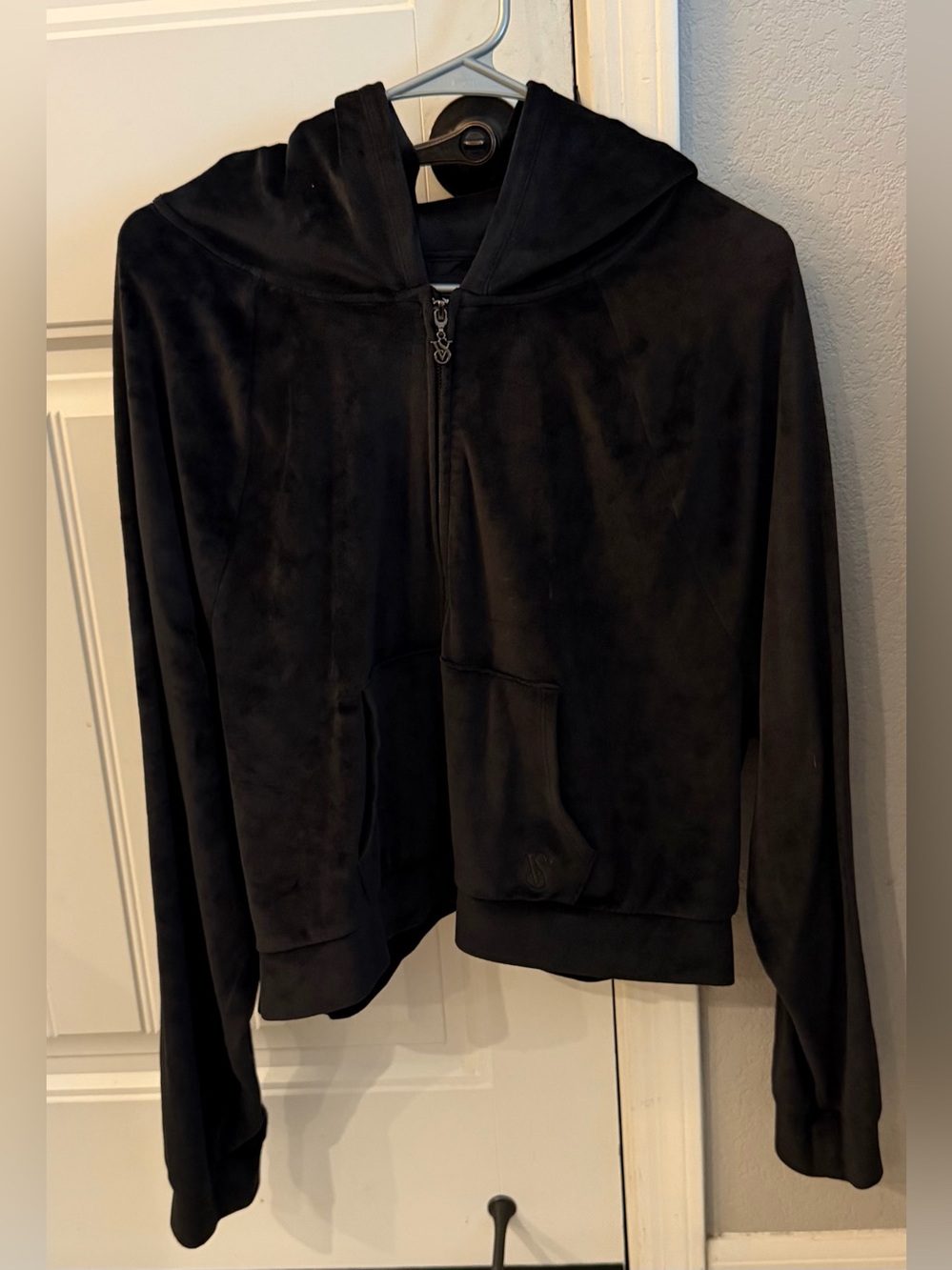 Victoria’s Secret On Point Black Velour Zip-Up Hoodie jacket